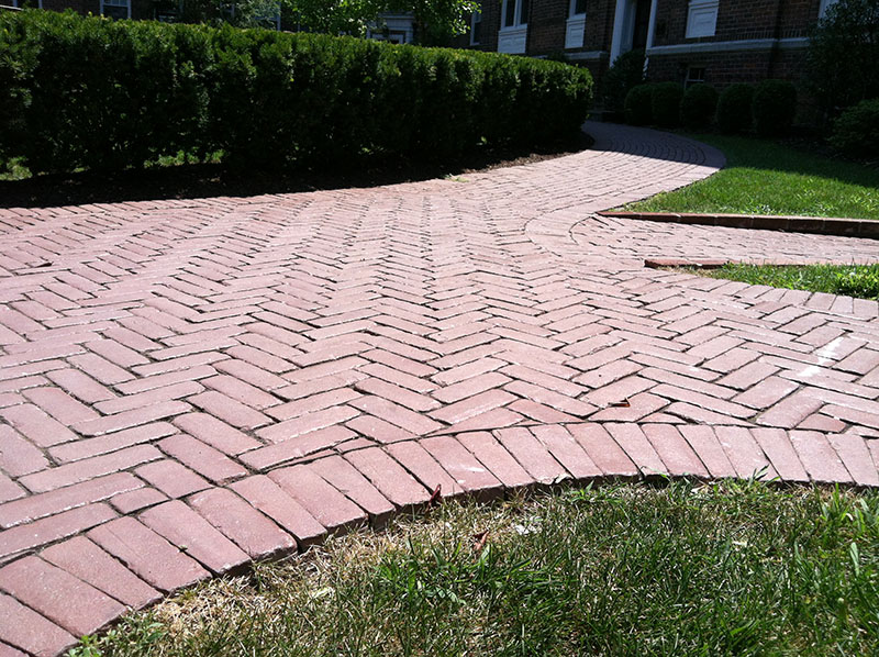 paved brick pathways from abov
