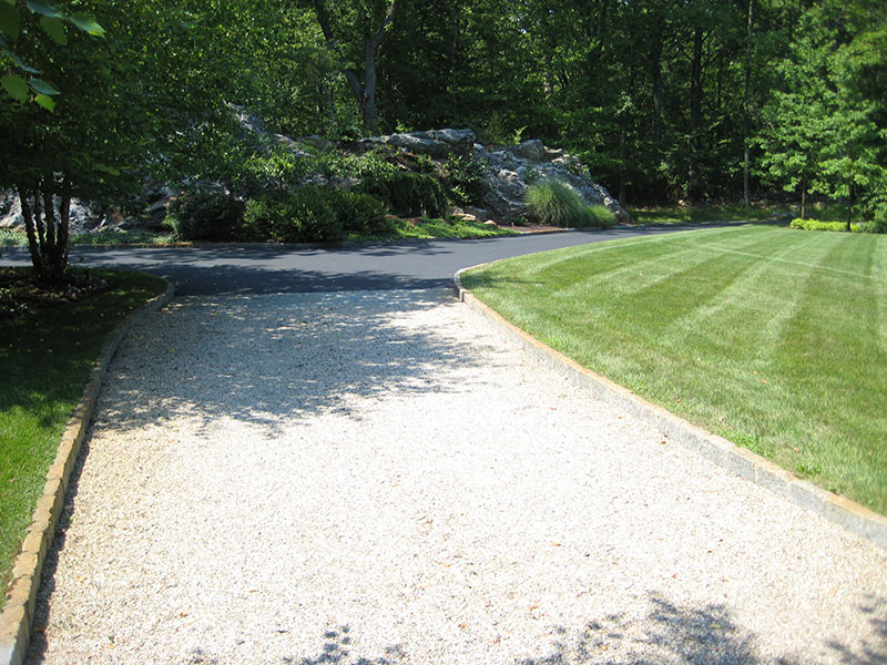 long pebblestone driveway